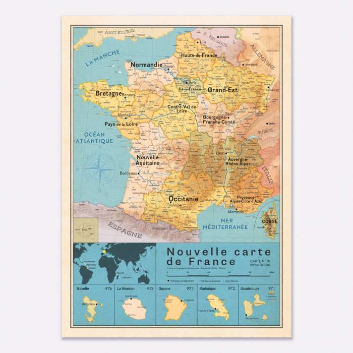Carte de France plastifiée / Laminated map of France