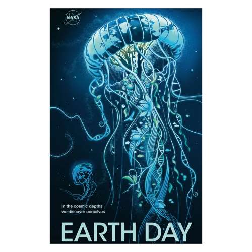 Affiche NASA , Earth Day, Méduse, poster satellite, Espace